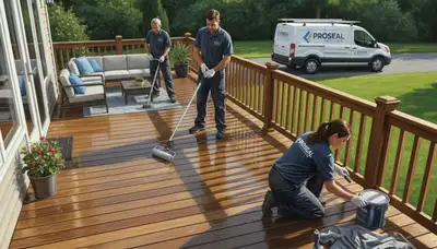 Deck sealing service in Burlington, VT protecting wood from winter and moisture
