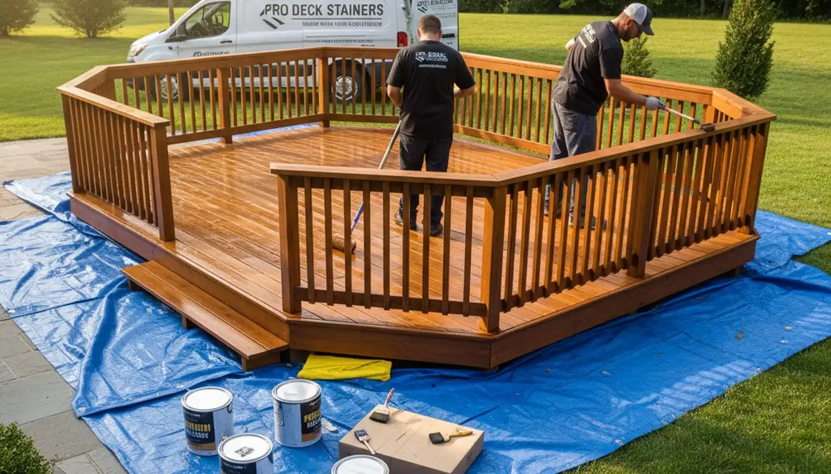 Deck staining in Burlington, VT by Burlington Paint Pros for durable weather protection