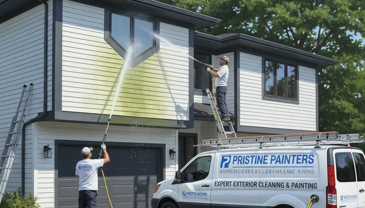 Vinyl siding pressure cleaning in Burlington, VT for a home exterior by Burlington Paint Pros