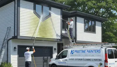 Vinyl siding pressure cleaning in Burlington, VT for a home exterior by Burlington Paint Pros