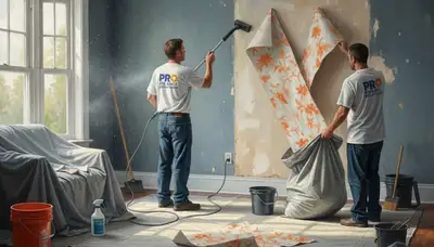 Professional wallpaper removal service in Burlington, VT preparing walls for painting