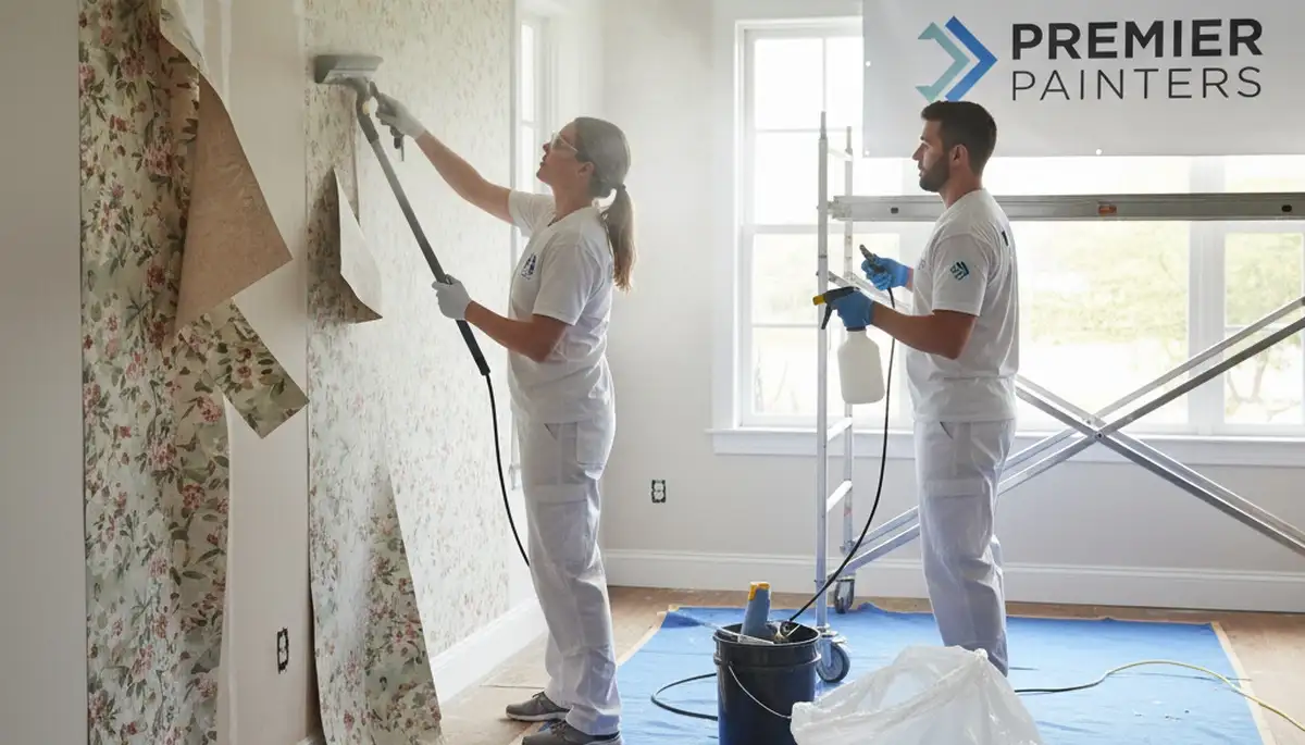 Wallpaper removal service in Burlington, VT, preparing walls for paint in an older home